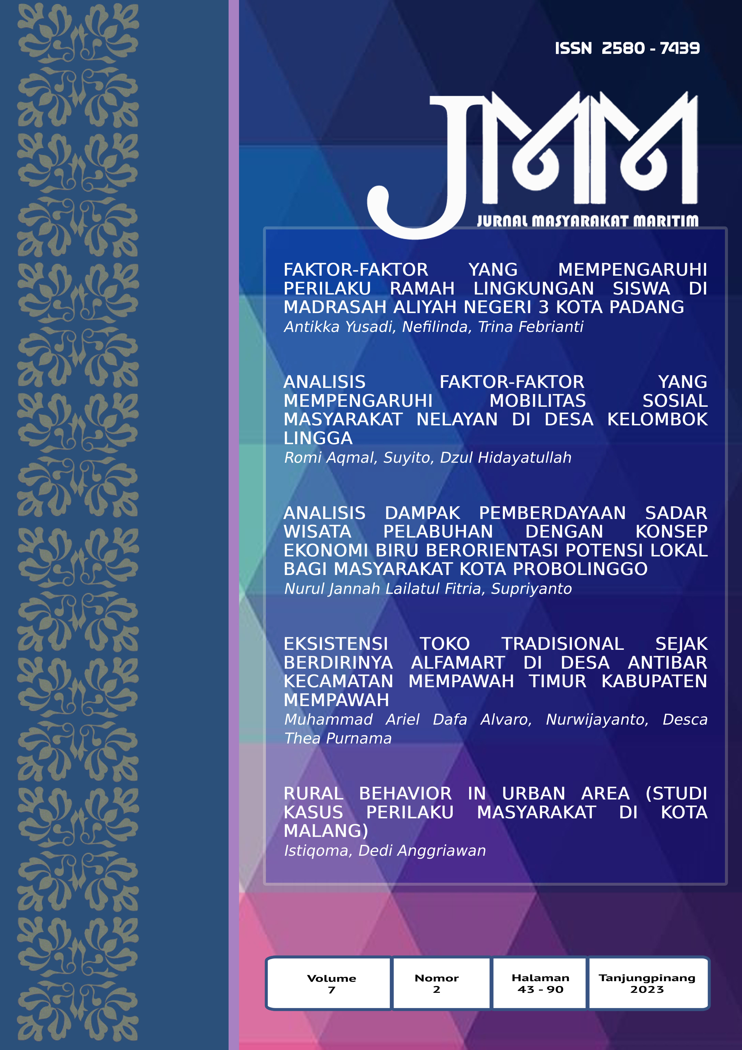 					View Vol. 7 No. 2 (2023): Jurnal Masyarakat Maritim 
				