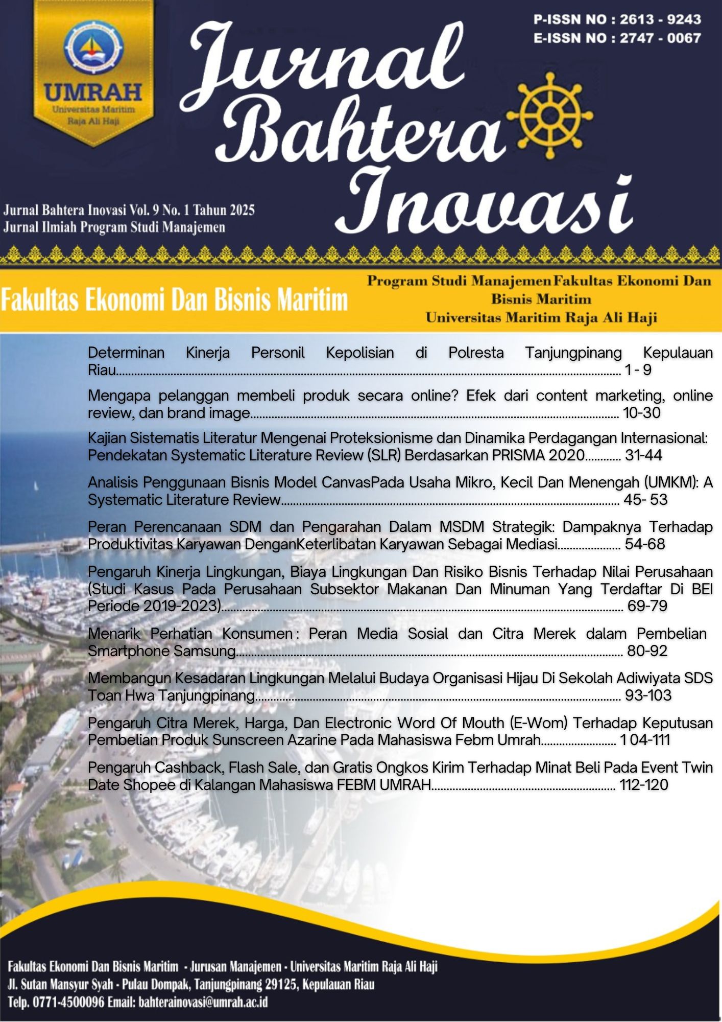 					View Vol. 9 No. 1 (2025): Jurnal Bahtera Inovasi
				
