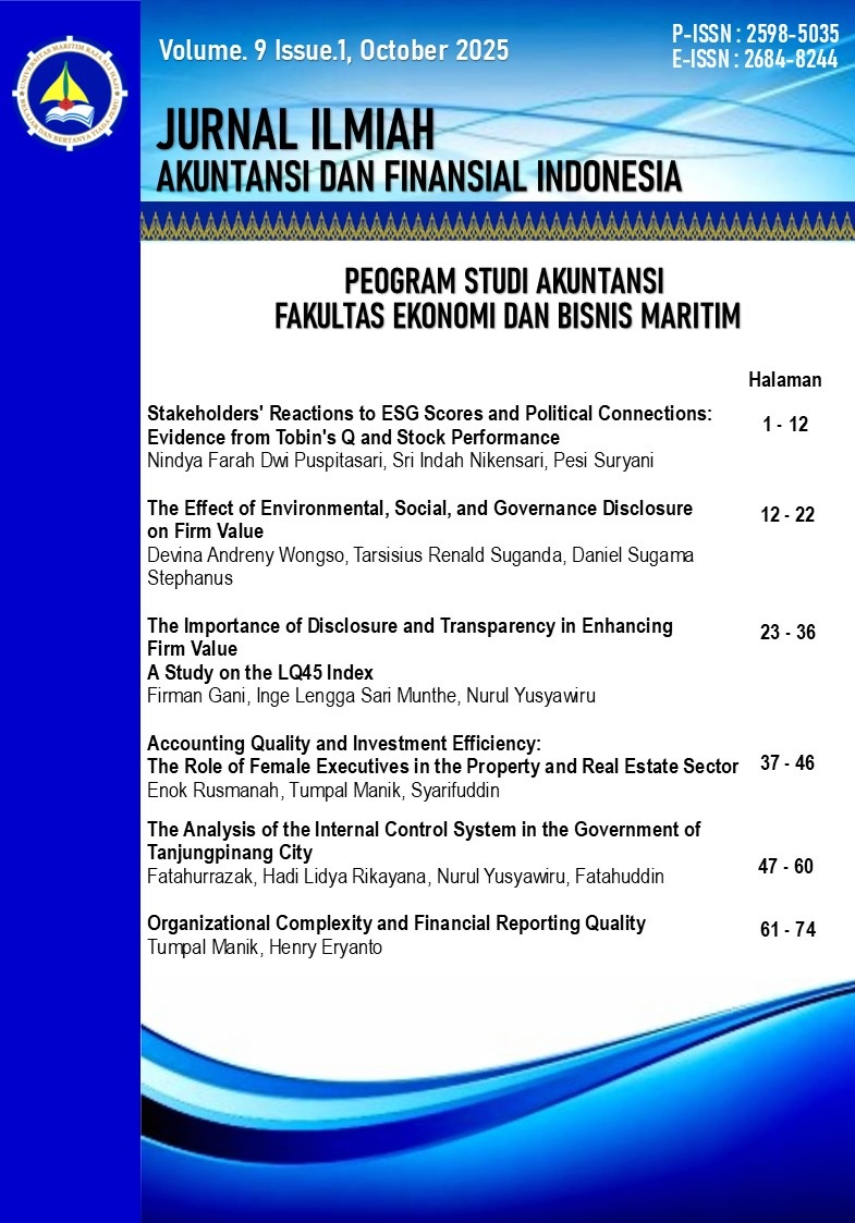 					View Vol. 9 No. 1 (2025): Jurnal Ilmiah Akuntansi dan Finansial Indonesia
				
